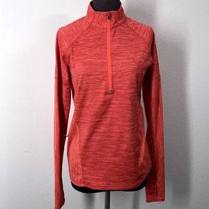 Athleta Activewear Top Women Small Orange Long Sleeve 1/4 Zip High Neck